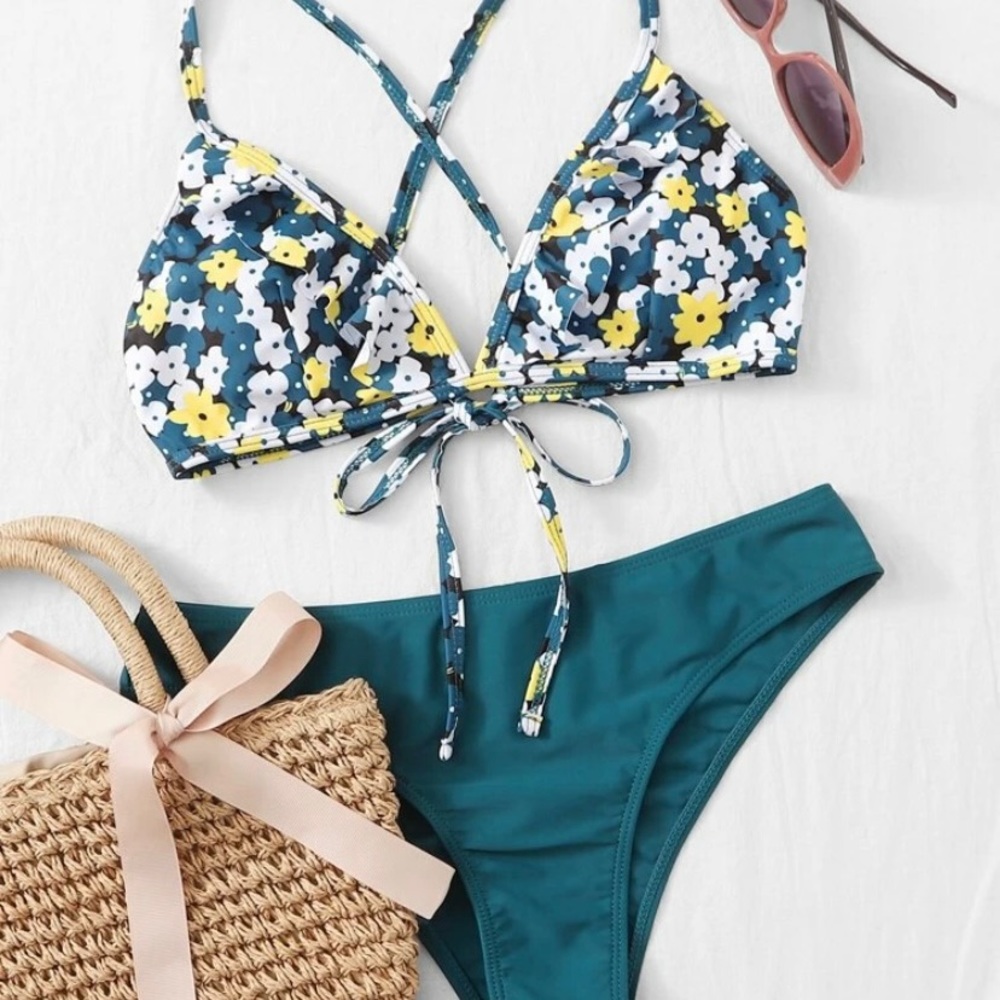 Criss Cross Floral Bikini